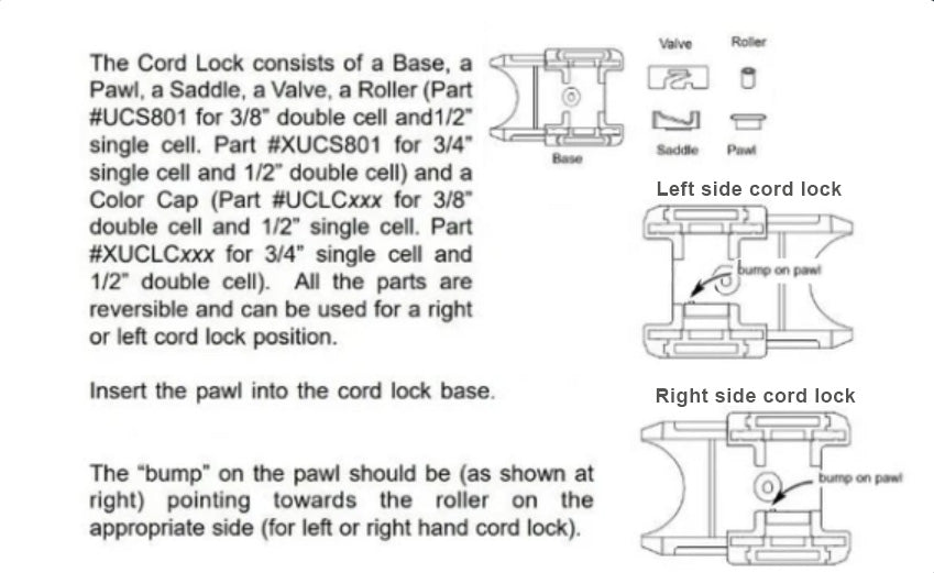 Comfortex Cellular and Pleated Shade Cord Lock - For 1 3/8