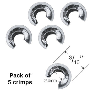 3/16" Metal Ball Crimp for Securing String Inside of Tassels and Condensers - Pack of 5