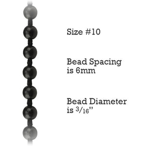 Size #10 Plastic Bead Chain for Roller Shades & Vertical Blinds - 6mm Spacing (By-the-Foot)