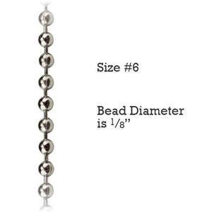 Size #6 Nickel-plated Steel Metal Control Chain for Vertical Blinds (By-the-Foot)