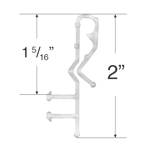 Slotted Groove Valance Clip for Wood & Faux Wood Valances 2" Long