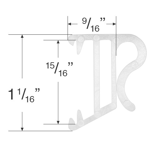 1" Hidden Valance Clip for Wood and Faux Wood Valances - 9/16" Projection