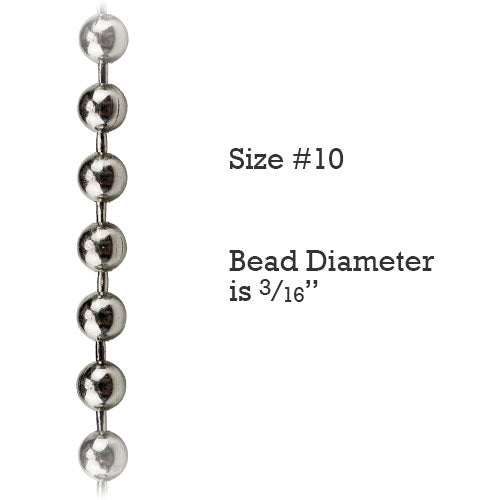 Size 10 Metal Bead Chain for Roller Shades & Vertical Blinds (Bythe