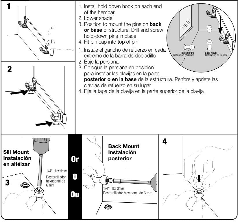 Bali and Graber Hook and Pin Hold Down Bracket for Outdoor Solar & Rol ...