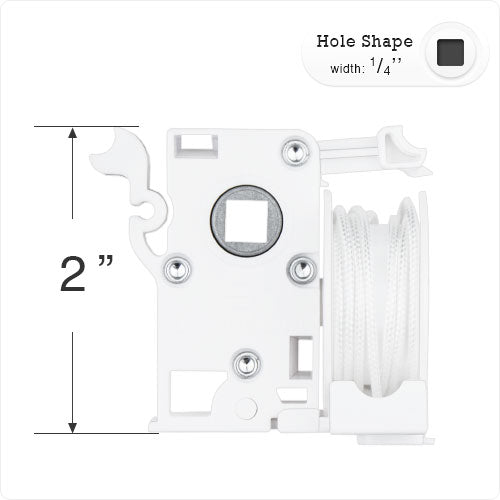 High Profile Cord Tilt Mechanism with 1/4" Square Hole for Horizontal Blinds - Colored Cord