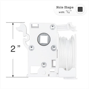 High Profile Cord Tilt Mechanism with 1/4" Square Hole for Horizontal Blinds - White Cord