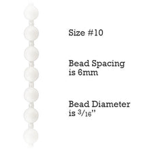Size #10 Plastic Bead Chain for Roller Shades & Vertical Blinds - 6mm Spacing