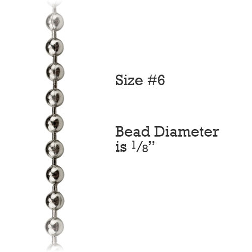 Size #6 Nickel-plated Steel Metal Control Chain for Vertical Blinds (By-the-Foot)