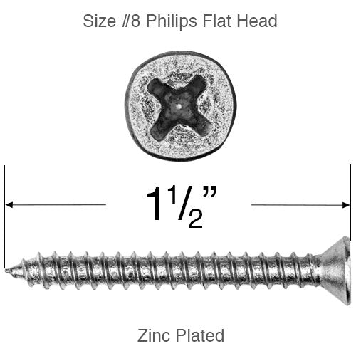 Size #8 Flat Head Phillips Screw - 1 1/2