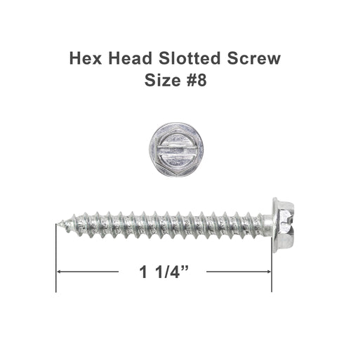 Size #8 Hex Head Slotted Screw - 1 1/4
