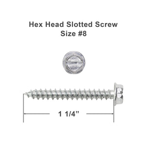 Size #8 Hex Head Slotted Screw - 1 1/4" Long