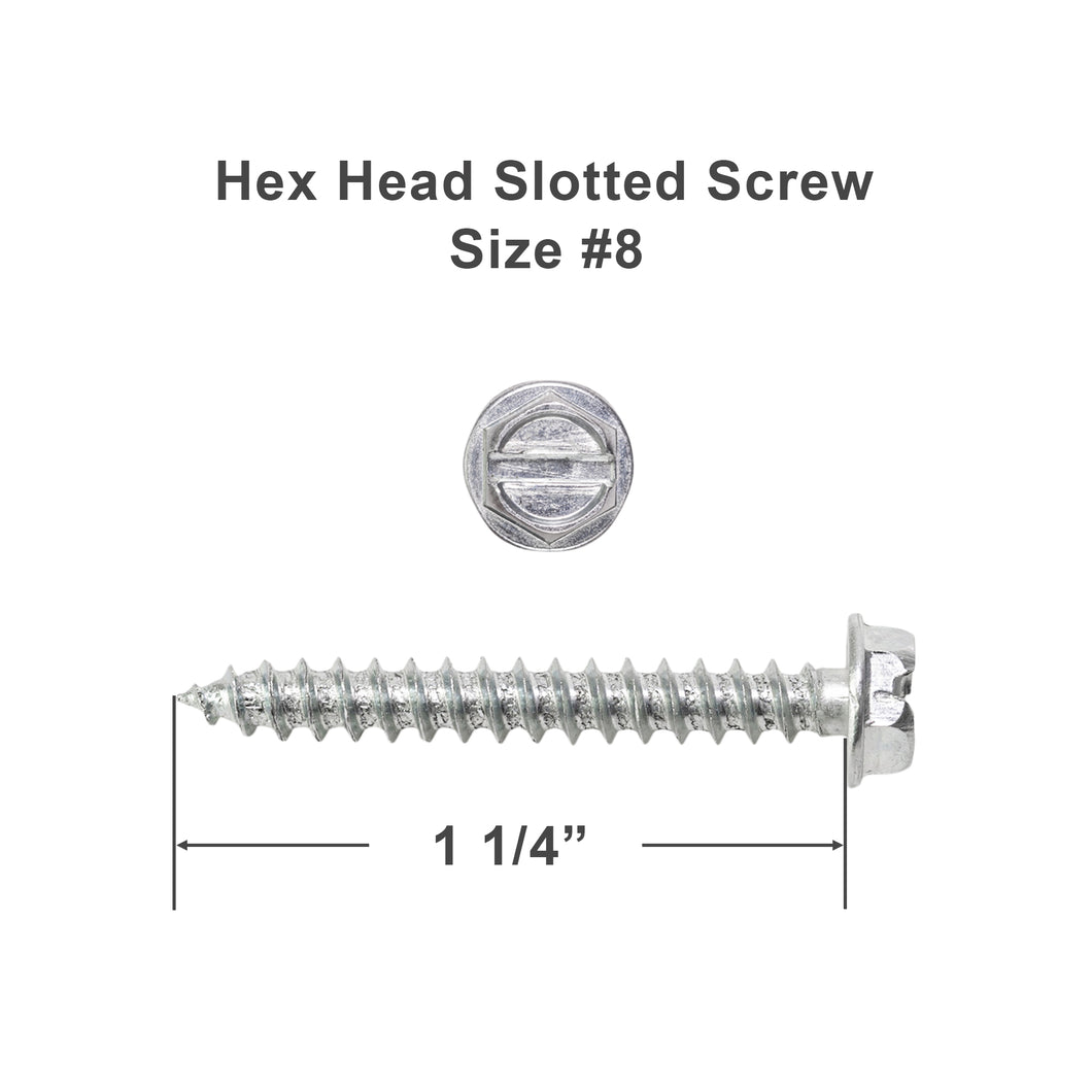 Size #8 Hex Head Slotted Screw - 1 1/4