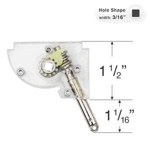 Low Profile Wand Tilt Mechanism with 3/16" Square Hole for Horizontal Blinds - Metal Eyelet Stem