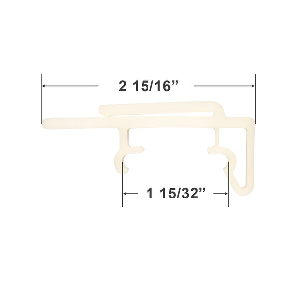 Valance Clip for Vertical Blinds with a 1 1/2" Rounded Headrail and a Dust Cover Valance