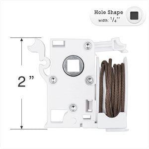 High Profile Cord Tilt Mechanism with 1/4" Square Hole for Horizontal Blinds - Colored Cord